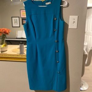 Calvin Klein teal sheath dress with buttons